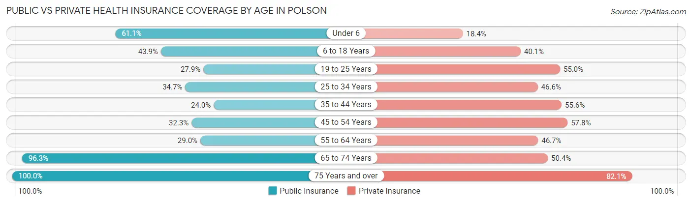 Public vs Private Health Insurance Coverage by Age in Polson