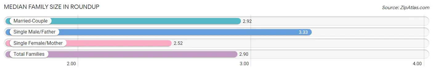 Median Family Size in Roundup