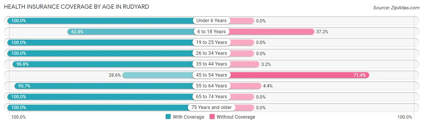 Health Insurance Coverage by Age in Rudyard