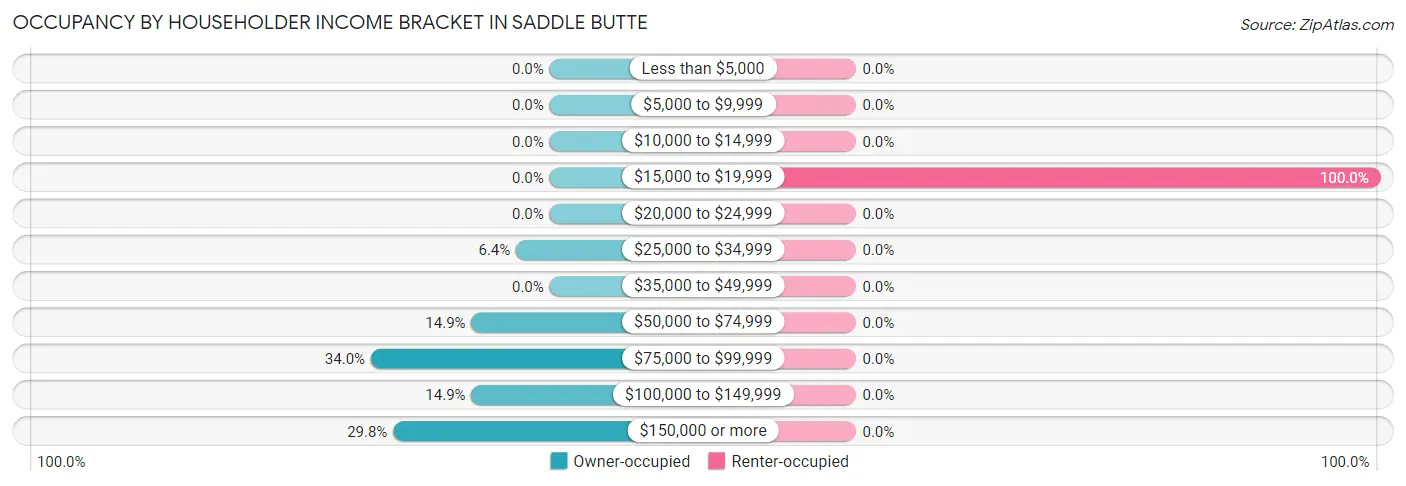 Occupancy by Householder Income Bracket in Saddle Butte