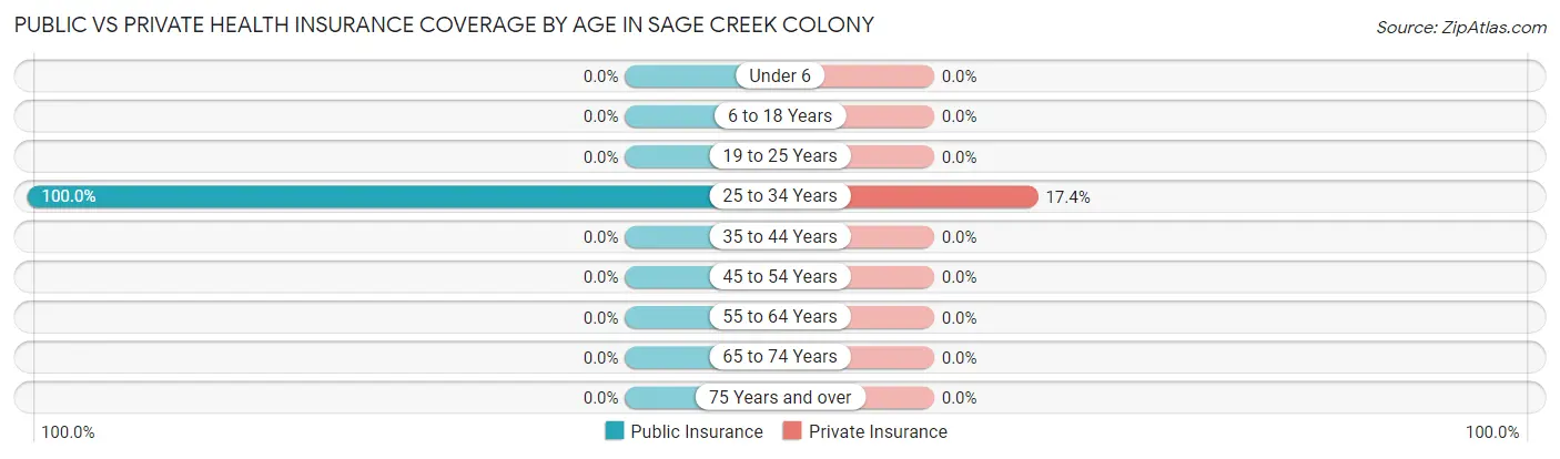 Public vs Private Health Insurance Coverage by Age in Sage Creek Colony