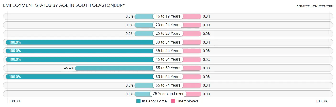 Employment Status by Age in South Glastonbury