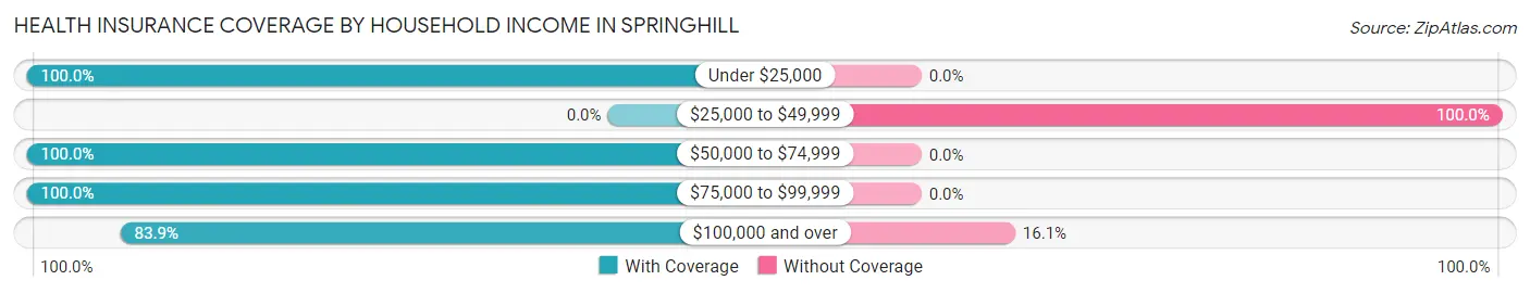 Health Insurance Coverage by Household Income in Springhill