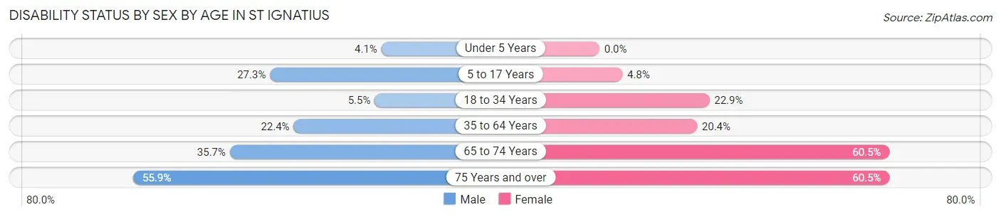 Disability Status by Sex by Age in St Ignatius