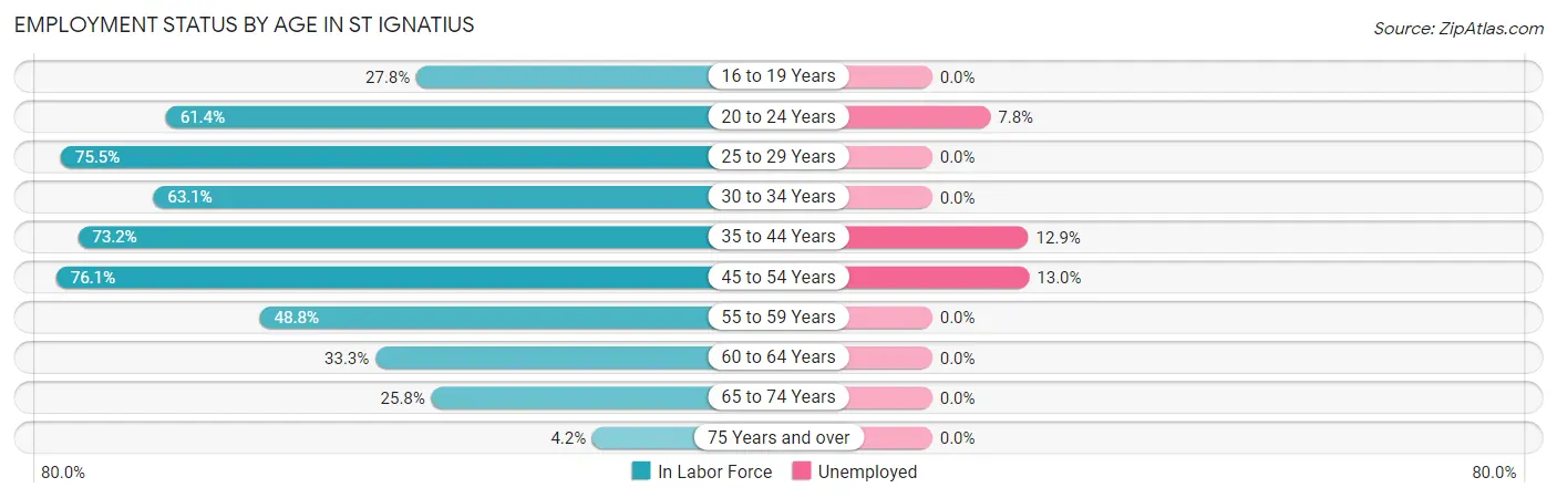 Employment Status by Age in St Ignatius