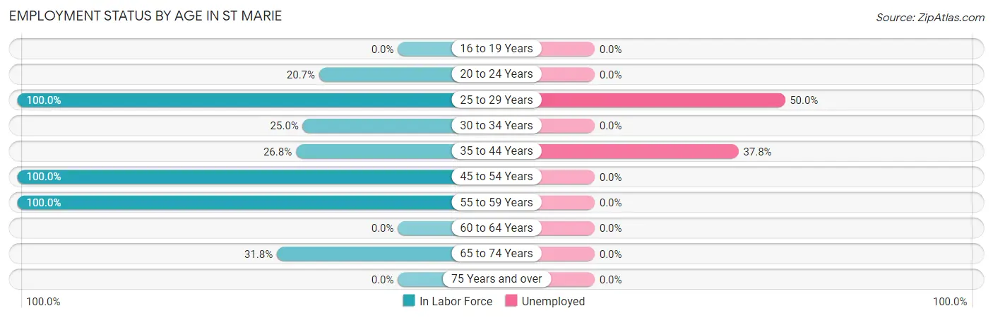 Employment Status by Age in St Marie