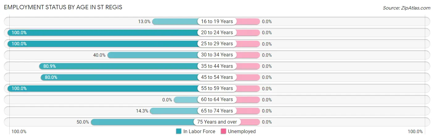 Employment Status by Age in St Regis