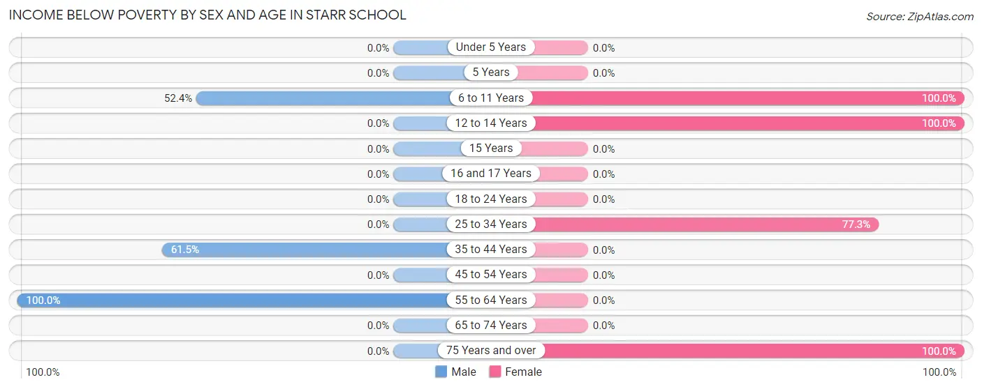 Income Below Poverty by Sex and Age in Starr School