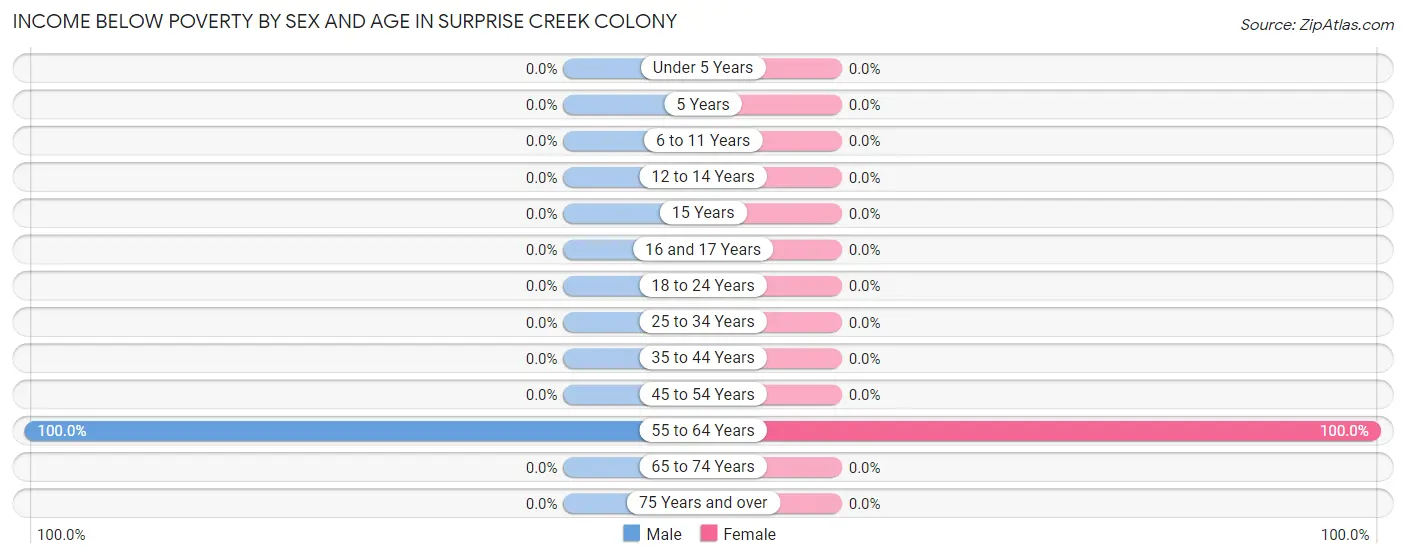 Income Below Poverty by Sex and Age in Surprise Creek Colony