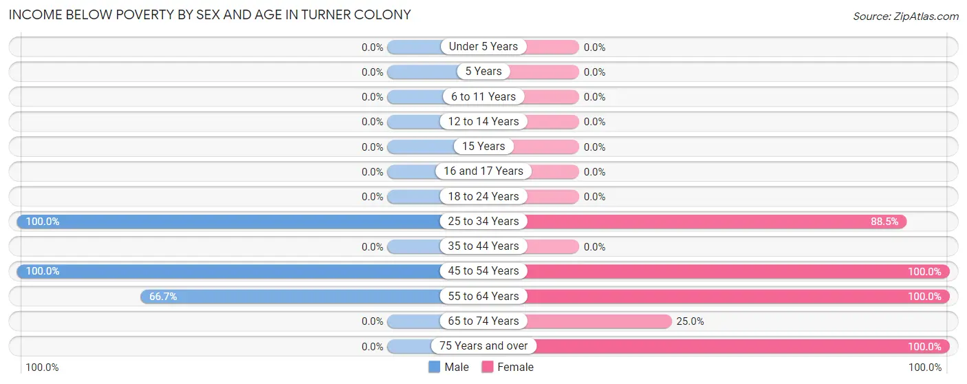Income Below Poverty by Sex and Age in Turner Colony