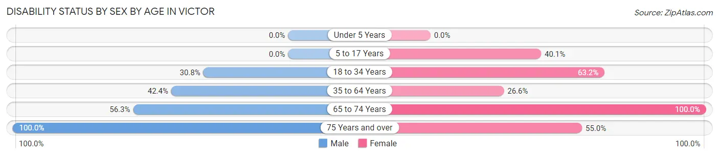 Disability Status by Sex by Age in Victor