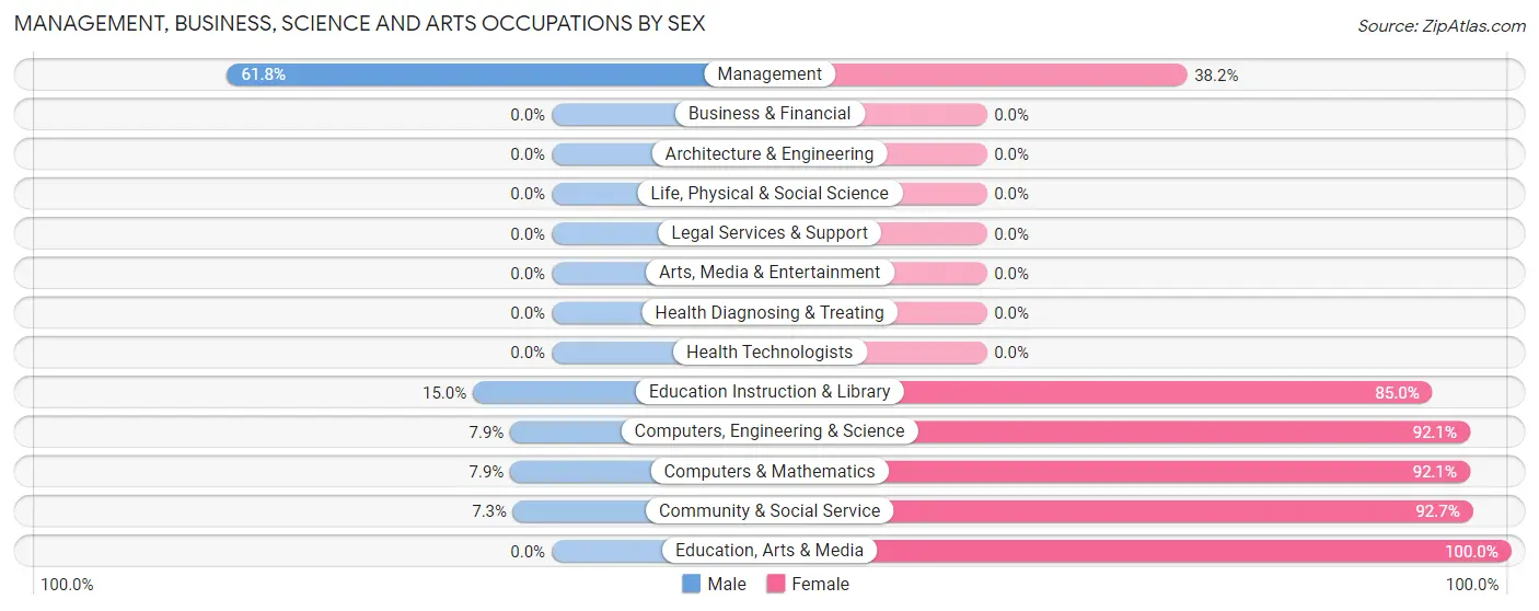 Management, Business, Science and Arts Occupations by Sex in West Yellowstone