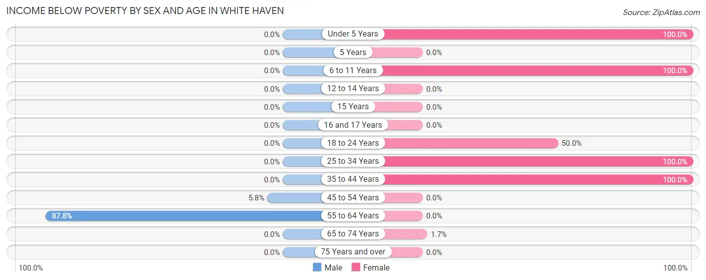 Income Below Poverty by Sex and Age in White Haven