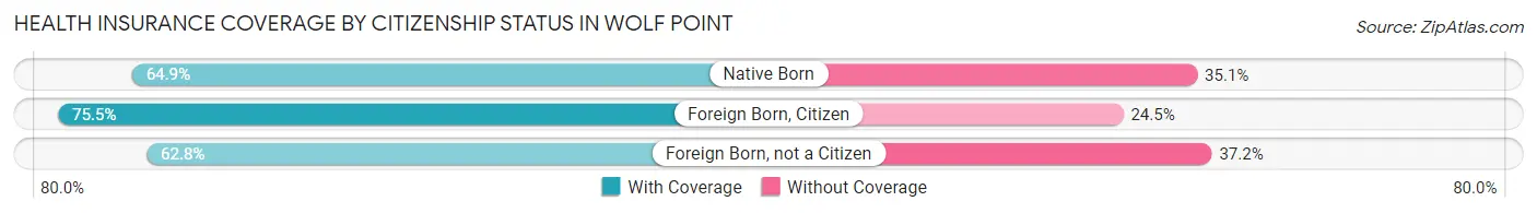 Health Insurance Coverage by Citizenship Status in Wolf Point