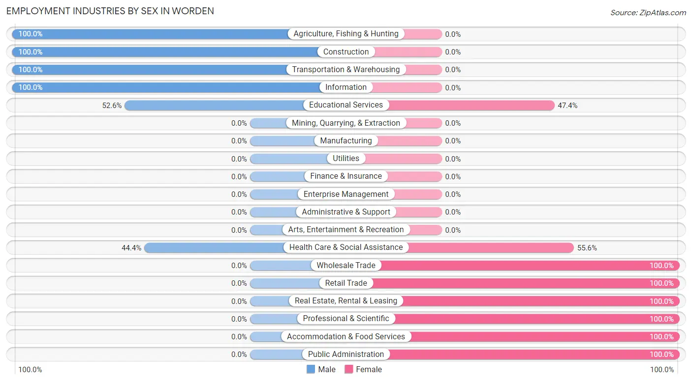 Employment Industries by Sex in Worden