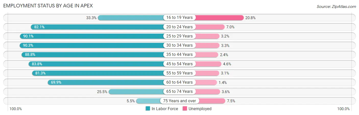 Employment Status by Age in Apex