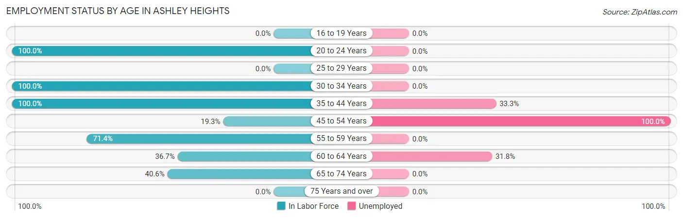Employment Status by Age in Ashley Heights