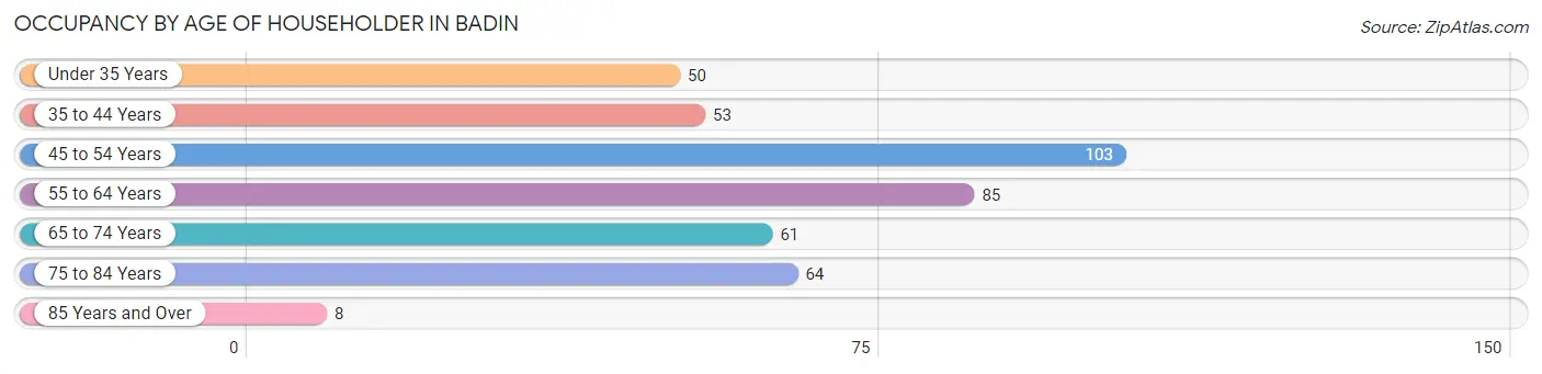 Occupancy by Age of Householder in Badin