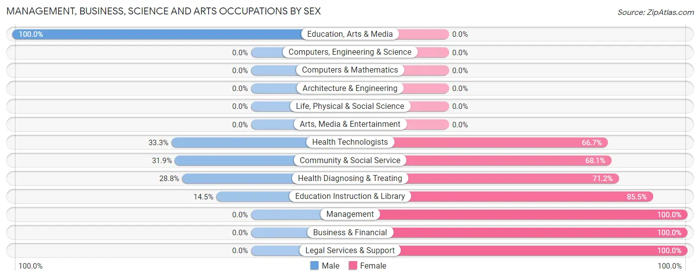 Management, Business, Science and Arts Occupations by Sex in Barker Ten Mile