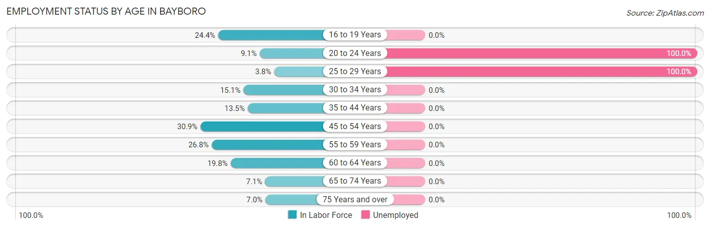 Employment Status by Age in Bayboro