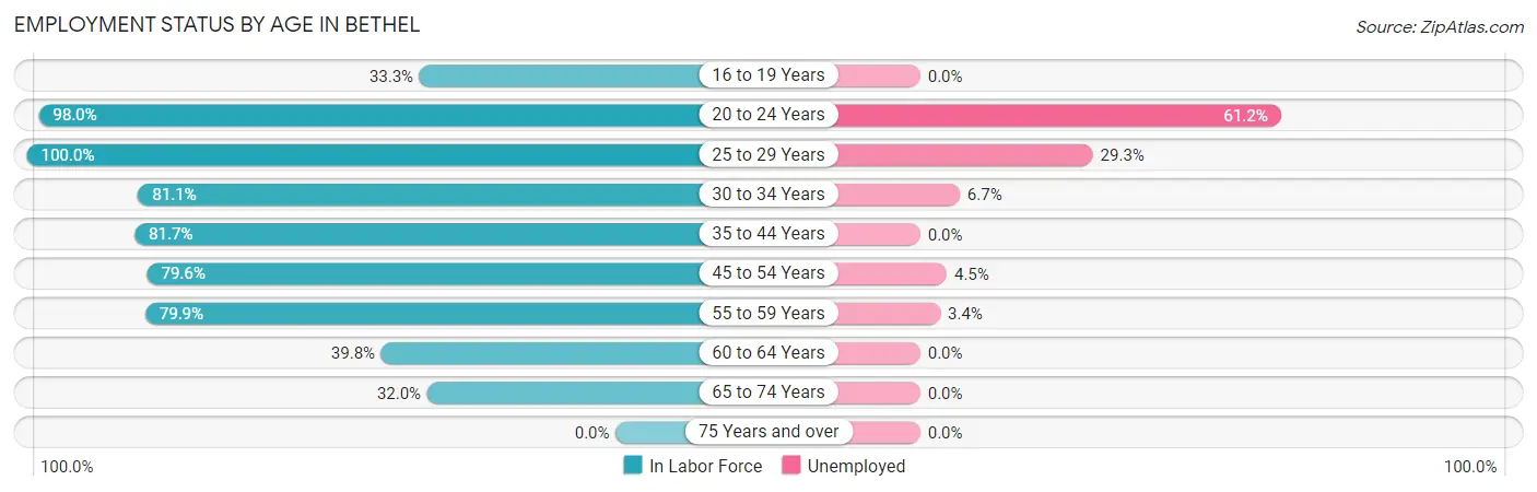 Employment Status by Age in Bethel