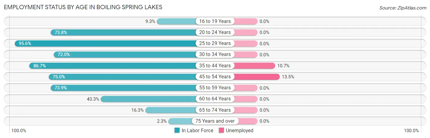 Employment Status by Age in Boiling Spring Lakes