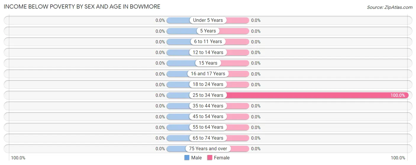 Income Below Poverty by Sex and Age in Bowmore