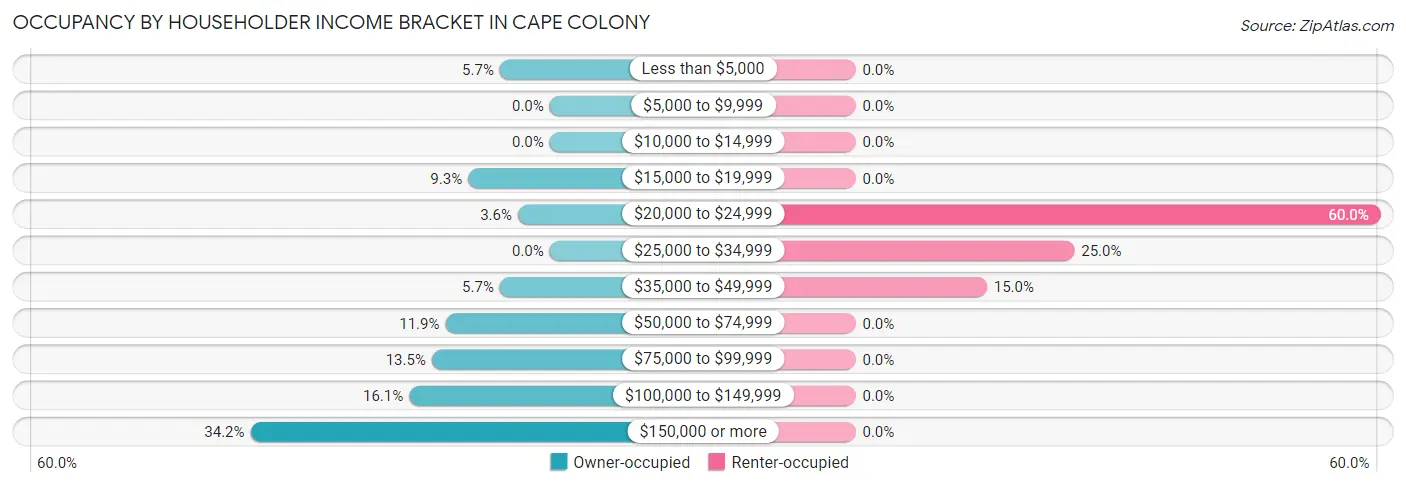 Occupancy by Householder Income Bracket in Cape Colony