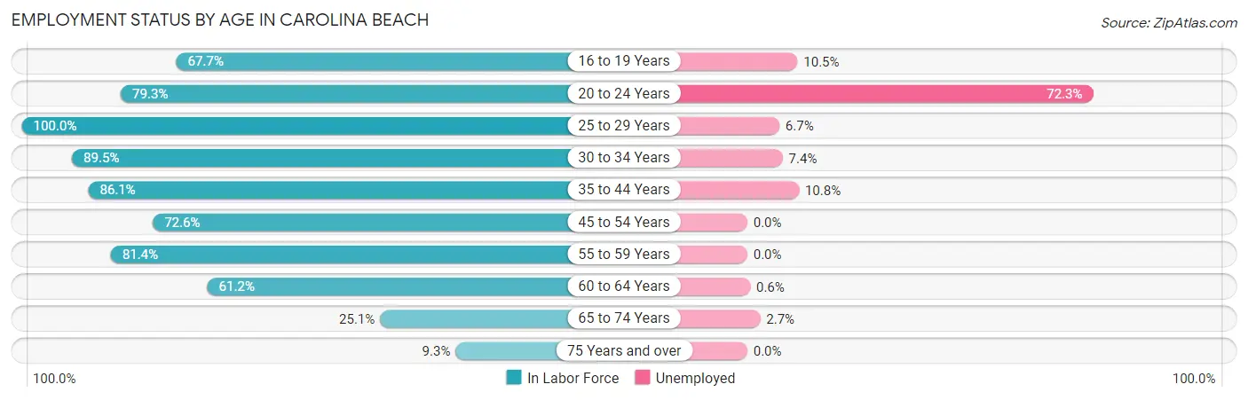 Employment Status by Age in Carolina Beach