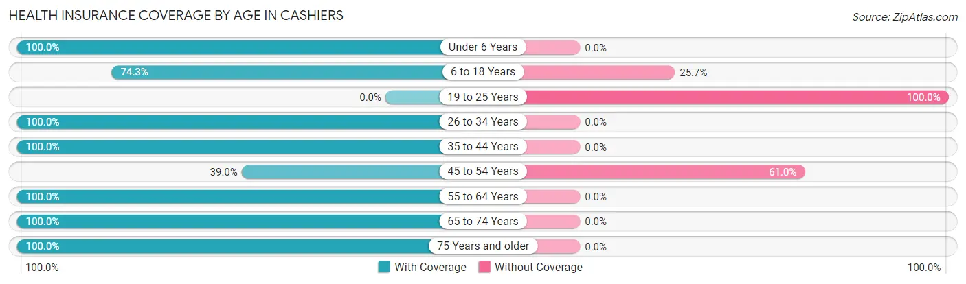 Health Insurance Coverage by Age in Cashiers
