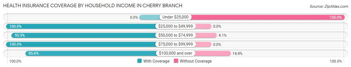 Health Insurance Coverage by Household Income in Cherry Branch