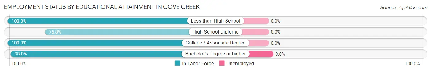 Employment Status by Educational Attainment in Cove Creek