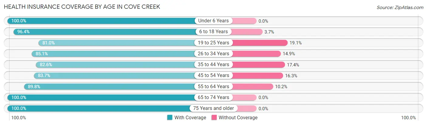 Health Insurance Coverage by Age in Cove Creek