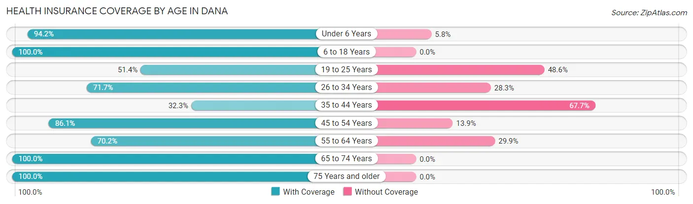 Health Insurance Coverage by Age in Dana