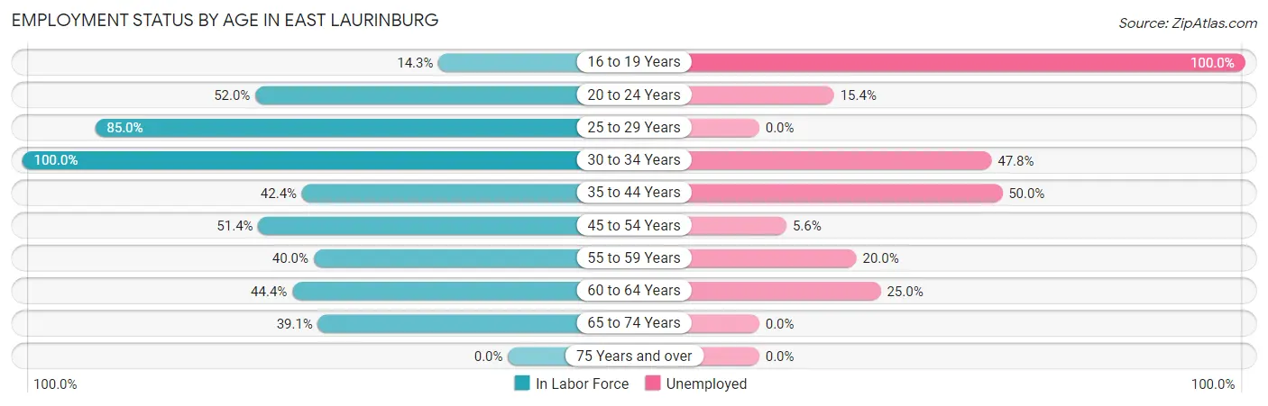 Employment Status by Age in East Laurinburg