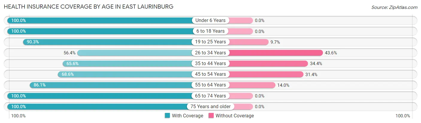 Health Insurance Coverage by Age in East Laurinburg