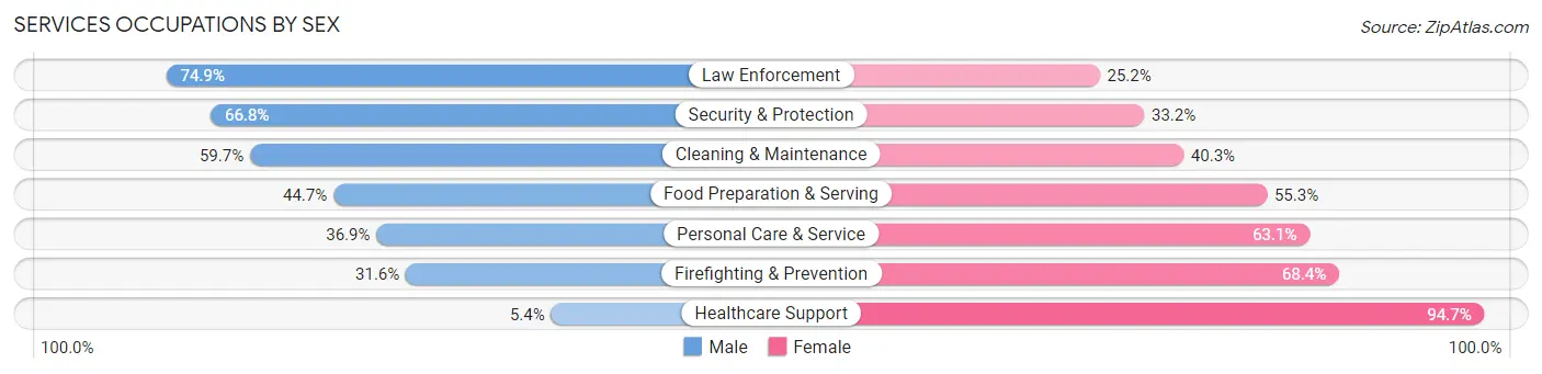 Services Occupations by Sex in Elizabeth City