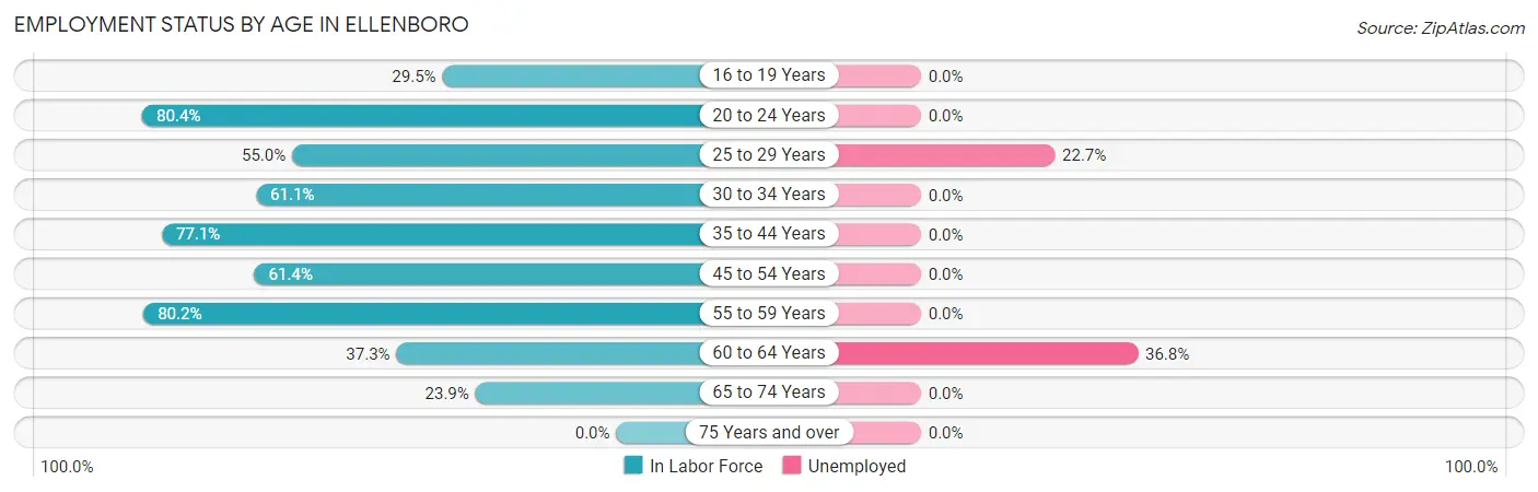 Employment Status by Age in Ellenboro