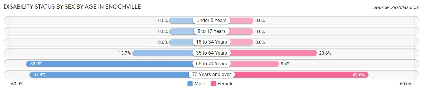 Disability Status by Sex by Age in Enochville