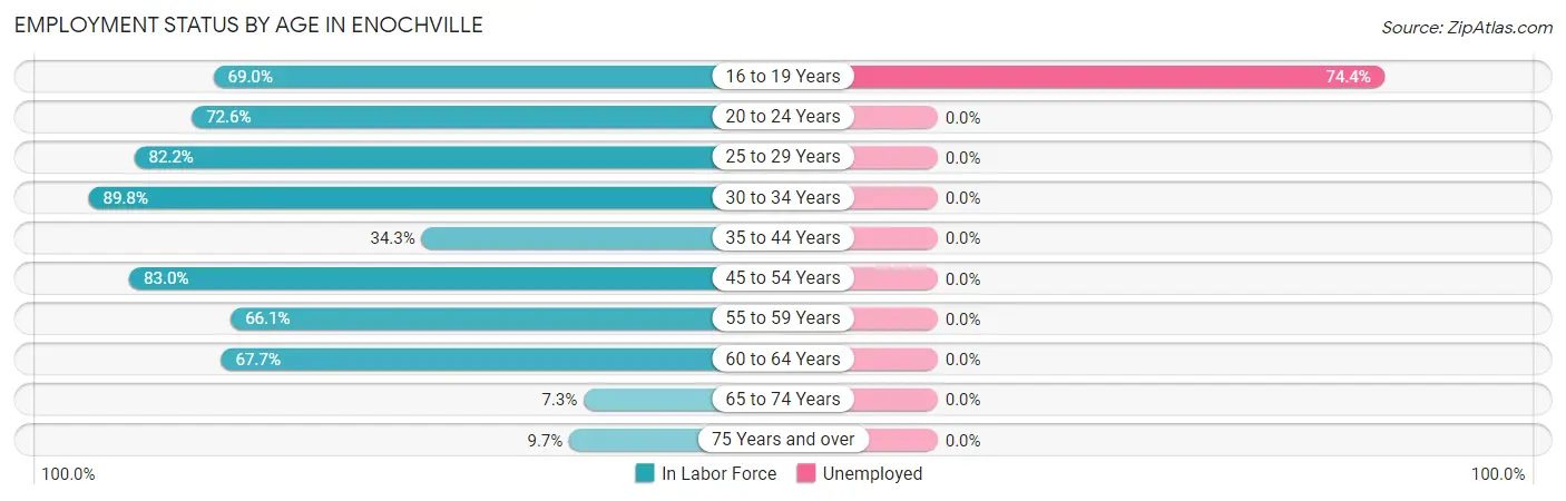 Employment Status by Age in Enochville