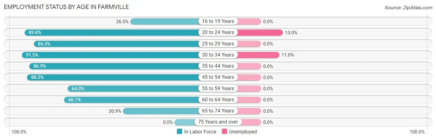 Employment Status by Age in Farmville