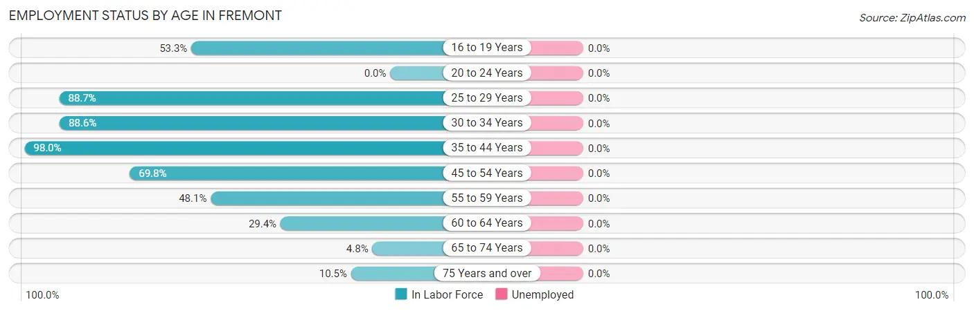 Employment Status by Age in Fremont