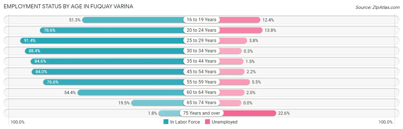 Employment Status by Age in Fuquay Varina