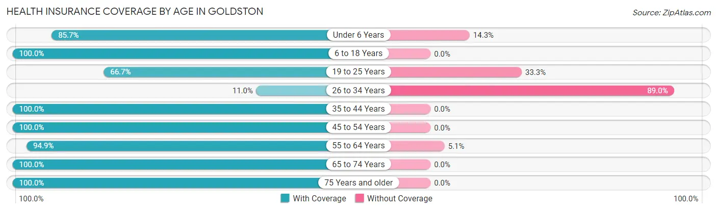 Health Insurance Coverage by Age in Goldston