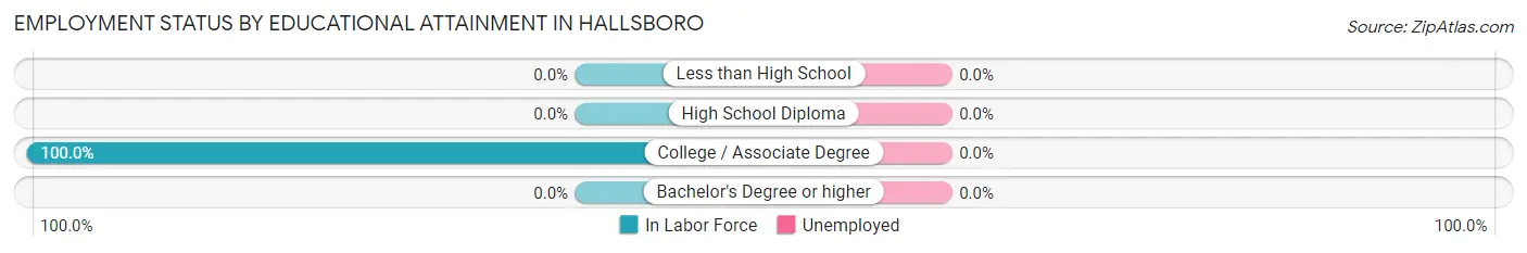 Employment Status by Educational Attainment in Hallsboro