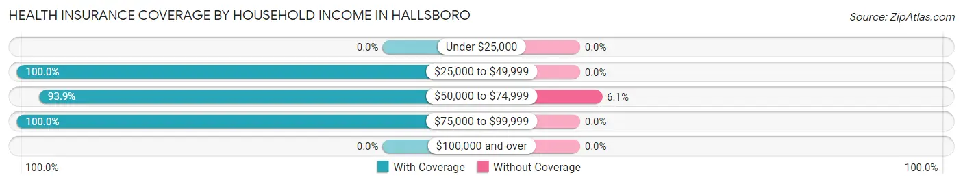 Health Insurance Coverage by Household Income in Hallsboro
