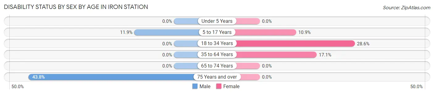 Disability Status by Sex by Age in Iron Station