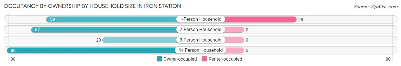 Occupancy by Ownership by Household Size in Iron Station
