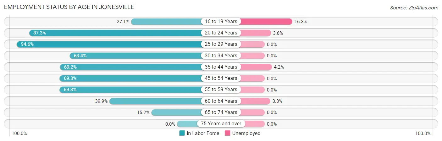 Employment Status by Age in Jonesville