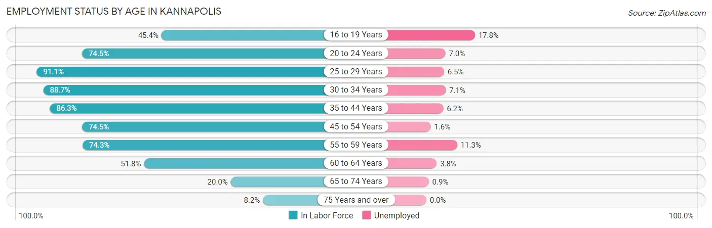 Employment Status by Age in Kannapolis